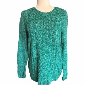 Talbots Green Variegated Cable Knit Sweater Size Large